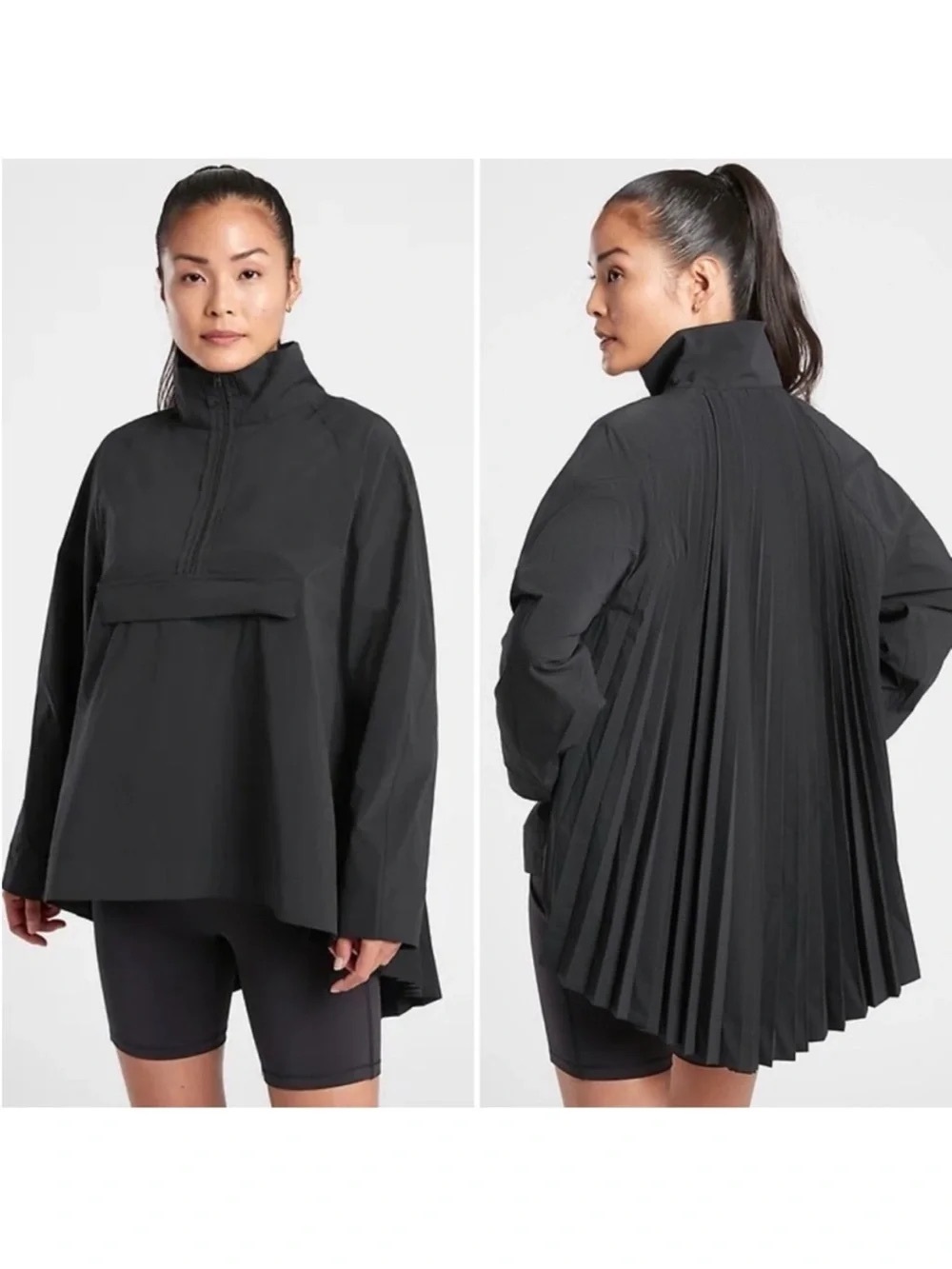 Athleta Black High-Low Pleated-Back Utility Jacket
